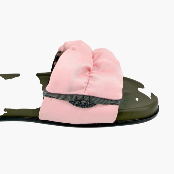 Fendi x Sarah Coleman Vertigo FF Slide Sandals Size 41 US 11 Pink Satin Green - Picture 13 of 15